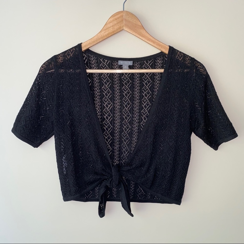 [Ann Taylor] Black Tie-Front Cover Up